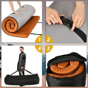 Memory Foam Camping Pad Futon Mattress Full, Thick Portable Floor Sleeping Mat with Travel Bag, Orange