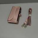 Strapurs Wallet Case Compatible with iPhone 13 Pro Max RFID Blocking 10-Card Holder Soft PU Leather Magnetic Snap Shoulder Strap Zipper Pocket Phone Case Fit for iPhone 13 Pro Max - Rose Gold