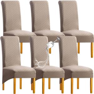 Waterproof XL/Oversized Dining Chair Cover, Parsons Chair Covers (Khaki, Set of 6(XL))