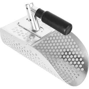 Sand Scoop for Metal Detecting, Heavy Duty Anodized Aluminum Metal Detector Beach Finds Scoop, Metal Detecting Tool Digging Sifting Shovel (Silver)