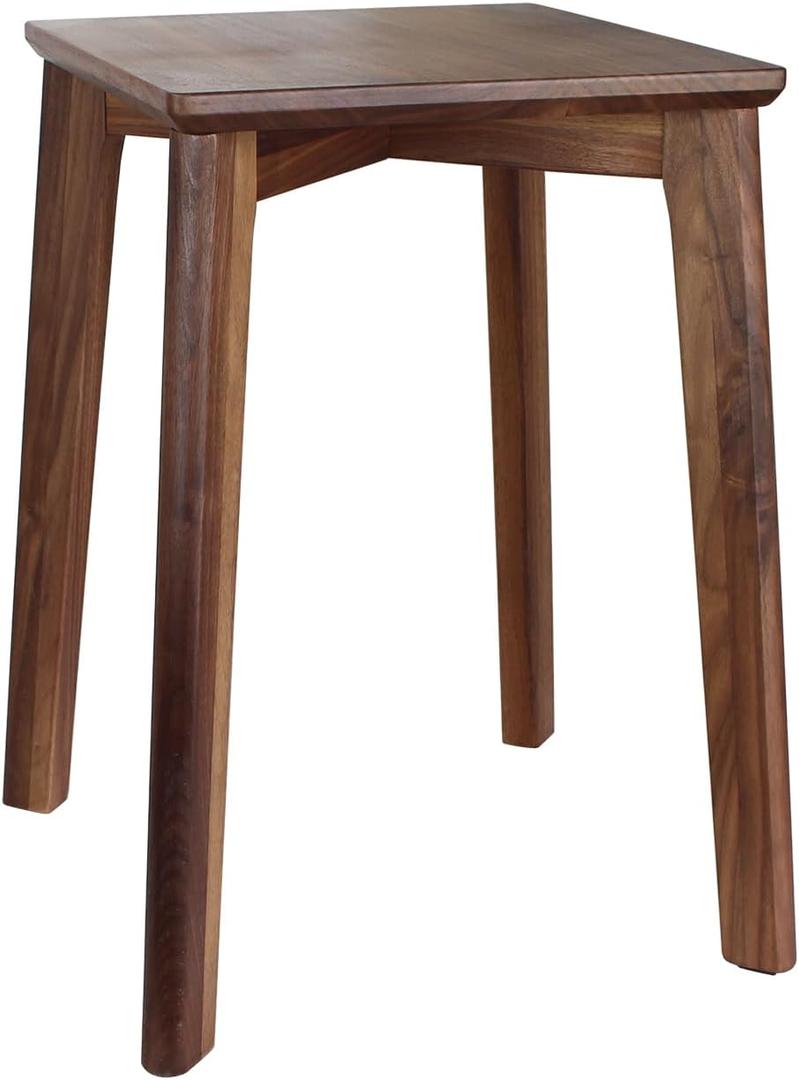 18-Inch Stackable Wooden Stool from Walnut Solid Wood, Stacking Backless Stool with Square Top Anti-Slip Felt Pad for Kitchen, Dining Room, Living Room, Office, Classroom, Workroom, Bedroom, Studio