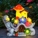 Cikoube Solar Garden Decor Turtle with Succulent and 7 LED Lights, Birthday Gifts for Women Mom Grandma, Outdoor Statues Tortoise Ornaments for Lawn Yard Patio Balcony