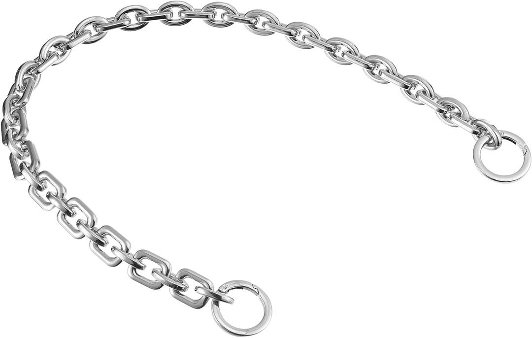 uxcell Mini Purse Chain Length 23.6" Nickel Plated Metal Flat Chain Silver