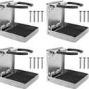 YaeMarine 4-Pack Stainless Steel Adjustable Folding Drink Holder Cup Holder for Marine/Boat/Caravan/Car