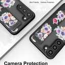 Compatible for Samsung Galaxy S23 Case Cute with Strap Stand Finger Kickstand, Designer Cool Silicone Cases Funda Cover - Red Rose Peony Floral