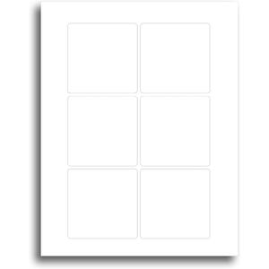 White Adhesive Square Labels, 3" x 3" - 25 Sheets / 150 Stickers - White Matte Finish Printable Square Labels Sheets for Inkjet/Laser Printers