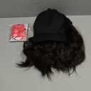 Qlenkay Baseball Cap with Hair Extensions 14inch Wavy Curly Bob Hairstyle Adjustable Wig Hat Attached Synthetic Hairpiece for Woman Dark Brown
