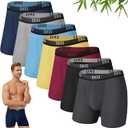 Mens Underwear Breathable Boxer Briefs 7 Pack Bamboo Rayon Boxers for Men Soft Stretchy Men's Underwear with Fly (Medium, Black/Dark Grey/Grey/Navy/Blue/Red/Yellow)