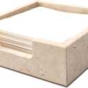 Cocktail Napkin Holder,Travertine Stone Napkin Holders Fit for 5x5 Cocktail-Sized Napkins,Stone Napkin Holder for Table Kitchen Counter Dining Room Party Bar Decor,Beige (6.3 x 6.3 Inch)