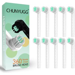 10 Pack Toothbrush Replacement Heads Compatible with Quip Rev 360 Oscillating Electric Toothbrush, Brush Head Refill for Adult, White