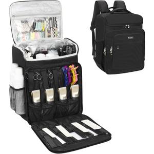 Relavel Barber Bag, Hair Tools Travel Bag, Barber Cases for Clippers and Supplies, Hairstylist Backpack Hairdresser Cosmetology Case for Hair Cutting Tools, Hair Salon Hairdresser Must Haves, Black