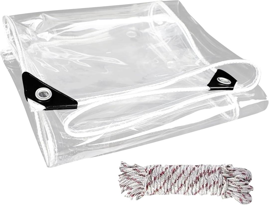 cdar Clear Trap,Grommets Heavy Duty Waterproof Clear Tarps with Reinforced Edge,Thickened Tear Resistant Clear Vinyl Trap with Tarpaulin Enclosure for Patio Porch Outdoor 150x200cm