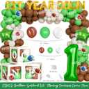 First Year Down Birthday Party Decorations, Football 1st Birthday Decorations, Touchdown Backdrop Balloon Banner Cake Topper Box, Baby Boy First Sport Party Supplies