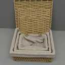 Storage Baskets with Lids, Set of 3 Wicker Baskets with Lids, Khaki Paper Rope Woven Storage Boxes with Removable Liners, Stackable Shelf Bins for Bathroom, Closet, Nursery