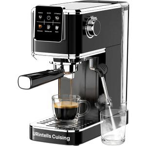Espresso Machine 20 Bar,Touch Screen Espresso Maker with Steam Milk Frother,Stainless Steel Expresso Coffee Machine for Cappuccino Latte Cold Brew,1350W Fast Heat Up System,Black