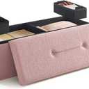 SONGMICS Storage Ottoman Bench, Storage Chest, 15 x 43 x 15 Inches, Foot Rest Stool, End of Bed Bench, Load up to 660 lb, for Living Room, Bedroom, Entryway, Jelly Pink ULSF097R01