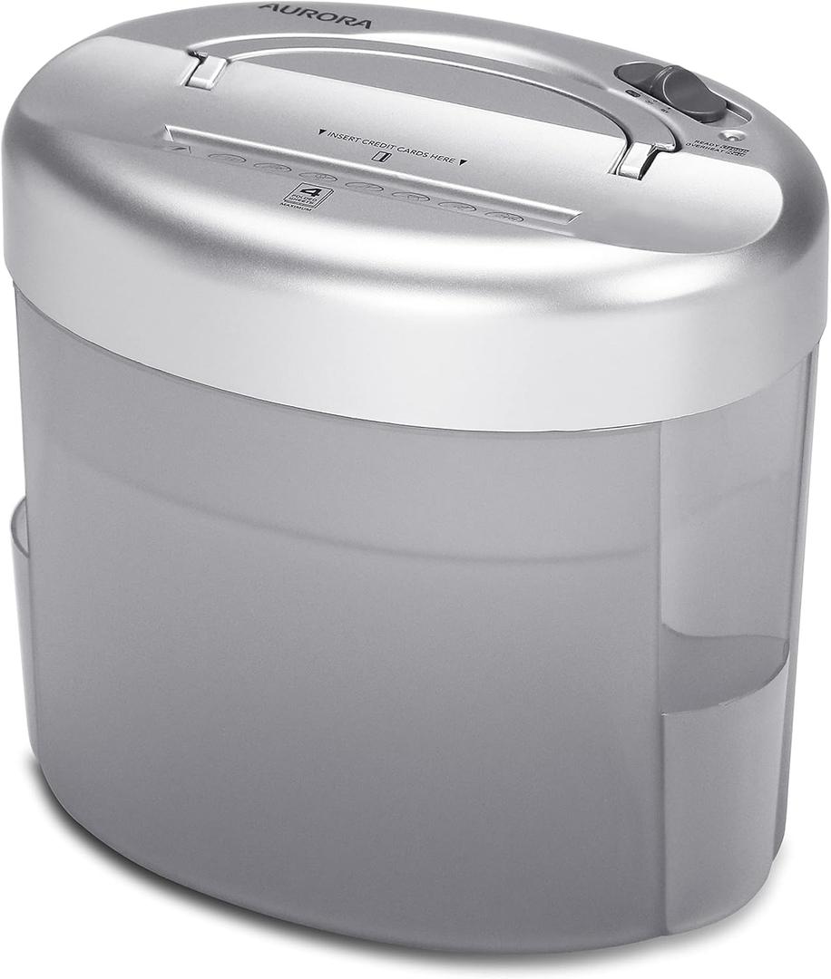 Aurora Desktop-Style Cross-Cut Paper Shredder, 4-Sheet Crosscut Desktop