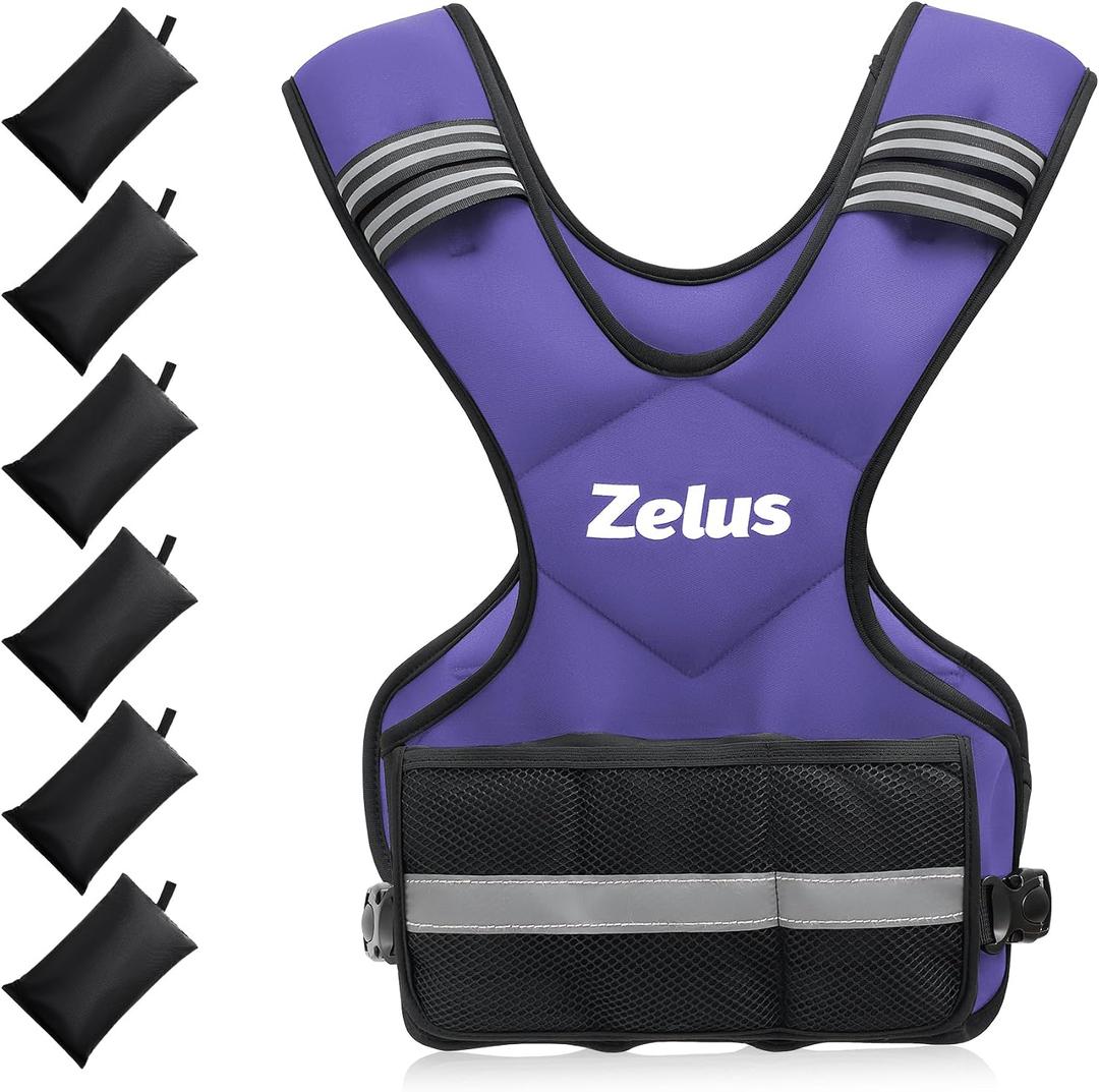 ZELUS Weighted Vest for Men and Women | 20-32lb Vest with 6 Ironsand Weights for Home Workouts | Adjustable Body Weight Vest Exercise Set for Cardio and Strength Training