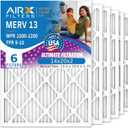 AIRX FILTERS WICKED CLEAN AIR 14x20x2 MERV 13 Electrostatic Pleated Air Conditioner Filter 6 Pack HVAC AC Furnace Filters