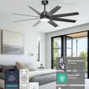 Ohniyou 60" Black Ceiling Fan with Light for Patio, Porch, Living Room