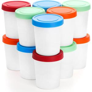 Peohud 12 Pack Mini Ice Cream Containers, 6oz Freezer Storage Tub with Silicone Lids, Reusable Storage Container for Ice Cream, Gelato, Sorbet, Dessert