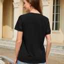 Summer Tops for Women Beach Fashion Spring Short Sleeve Shirts Outfits Business Tshirts Casual Blouses Clothes (Black, M)