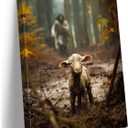 Ploceiny christian gifts for women-men,Religious canvas home decor for prayer room christmas decorations Jesus Running After Lost Lamb Picture Jesus and lamb poster wall decor A-392 (16"X24")