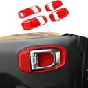 RT-TCZ for Wrangler JL Inner Door Handle Bowl Cover Decor Trim for Jeep Wrangler JL JLU Gladiator JT 2018 Up Red Interior Accessories 4pcs