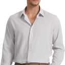 Men's Dress Shirts Solid Wrinkle-Free Long Sleeve Button Down Shirt Regular Fit Formal Shirts (Gray, XL)