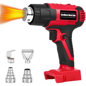 【380W・1022°F & 572°F】Cordless Heat Gun Compatible with Milwaukee M18 18V Battery, Portable Hot Air Gun Fast Heating Dual Temp with LED Light 4 Nozzles for Shrink Tubing, Resin, Vinyl Wrap (No Battery)