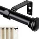 TONIAL Curtain Rod 32 to 58 Inch(2.6-4.8ft), Telescoping Splicing 3/4 Drapery Rods for Windows 20 to 53 Inch(1.7-4.4ft), Decorative Single Rod with Small Cap Finial, Black