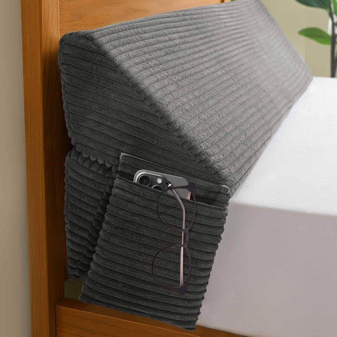 HIGOGOGO Full Size Wedge Pillow for Headboard Gap - Multi Functional Mattress Wedge Bed Gap Filler Close The Gap (0-7") Between Your Mattress and Headboard or Wall (Grey 54"x11"x9")