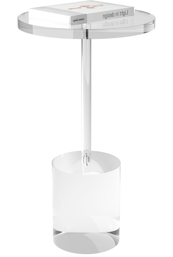 Acrylic End Table, Modern Minimalist Acrylic Side Tables, Clear Side Table for Living Room, Bedroom, Office, Drink Table (12" D x 12" W x 21" H, Transparent)