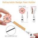 4 x Soleebee 4 Pack Badge Reel Retractable, Nurse Retractable Badge Holder, Flower ID Badge Reel Clip with Belt Clip, 24'' Durable Nylon Cord (Pearl)