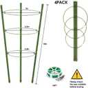 TOCCYARD 4 Pack Plant Support Tomato Cages for Garden, 18 Inches Small Tomato Cages and Supports with Adjustable Rings for Garden Pots, Plant Stakes Tomato Trellis Rings for Climbing Plants