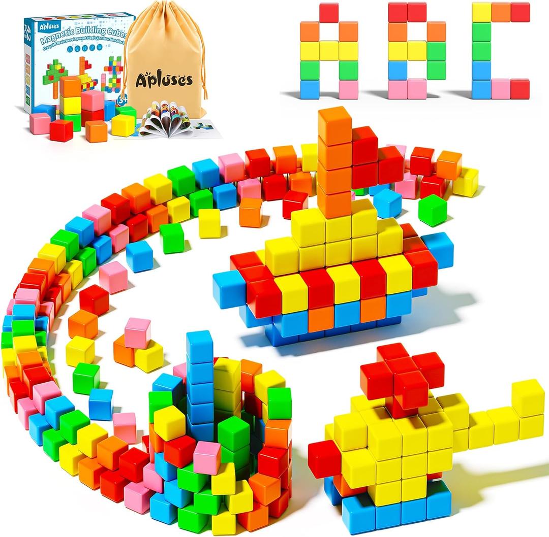 Apluses 42PCS Magnetic Blocks, Gifts for 3 4 5 6 Year Old, Magnet Building Blocks for Toddlers, Girls & Boys, Sensory - Montessori - Autism - Magnetic Toys for Kids Ages 3-5 4-8