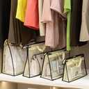 Interesse 12 Packs Dust Bags for Handbags, Clear Handbag Storage, Purse Storage Organizer for Closet, Purse Cover Hanging Closet Organizer with Zipper and Handles, 4 Sizes-12PCS-Beige