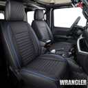 Aierxuan Seat Covers Compatible with Jeep Wrangler 2007-2025 4door JK JL Rubicon EcoDiesel Unlimited Altitude Luminator Concept Pickup Truck Waterproof Leather Full Seat car Cushions Black-Blue