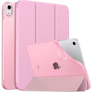 MoKo Case for New iPad (A16) 11th Generation 2025/ 10th Generation 2022, iPad 11 inch/ 10.9 inch Case with Soft TPU Translucent Frosted Back Cover, Auto Wake/Sleep, Support Touch ID, Flowers Pink