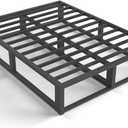 10 Inch Queen Bed Frame with Steel Slat Support, Low Profile Queen Metal Platform Bed Frame Support Mattress Foundation, No Box Spring Needed/Easy Assembly/Noise Free
