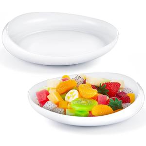 Hushee 2 Pcs Adaptive Scoop Plates 8 Inches Scooped Dish Suction Bowls with Silicone Anti-Slip Rubber Ring Eating Utensils for Elderly Disabled Handicapped from Parkinsons Dementia Stroke