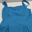 YMDUCH Women's Sexy Sleeveless Square Neck Adjustable Straps Bow Tie A-line Mini Party Club Dress (Teal, L)