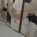 LHIUEM Large Abstract Brown Grey Framed Canvas Wall Art,Neutral Brush Stroke Pastel Wall Decor,Modern Color Block Wall Painting,Minimalist Artwork for Living Room,Bedroom,Dining Room,Office -16"x24"x3