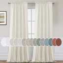 Linen Curtains Elegant Natural Linen Blended Curtains Energy Efficient Light Filtering / Rod Pocket Window Treatments Panels / Drapes for Livingroom (Set of 2, Ivory, 52 inch W X 96 inch L)