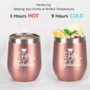 GINGPROUS 50th Birthday Gifts for Women Wife Mom Friends Coworkers, Fifty and Fabulous Wine Tumbler for 50th Birthday, 12 Oz Stainless Steel Insulated Wine Tumbler with Lid and Straw, Rose Gold