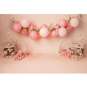 7x5ft Baby Girl Happy Birthday Backdrop Pink Balloons Floral Sweet Princess Photography Backgrounds Pink Baby Girl First Birthday Shower Cake Smash Backdrop Banner Decor Supplies Props