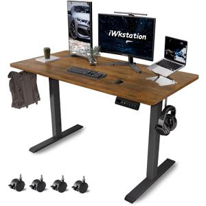 Whole Piece Standing Desk with Wheels Adjustable Height- Mobile Stand up Desk with Lockable Casters, Portable Sit Stand Desks Electric for Home & Office Workstation