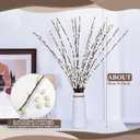 Thiccywoov 20 Stems 31.5 Inch Artificial Pussy Willow Branches for Vases Dried Flower Stems with White Flowers Faux Snow Willow Branches for Indoor Outdoor Wedding Home Party Fireplace Yard Decoration