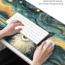 XL Gaming Mouse Pad, 31.5x15.7'' Large Desk Mat with Anti-Slip Rubber Base & Stitched Edges for Gaming, Office, Home, Shocked Cat