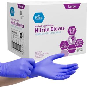 MedPride PowderFree Latex Exam Gloves, Large, Case/1000 (10 Boxes of 100)